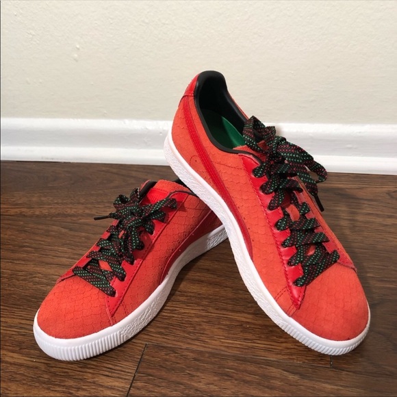 puma clyde red snake